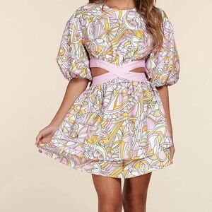 L'ATISTE Multicolor Geometric Mini Dress